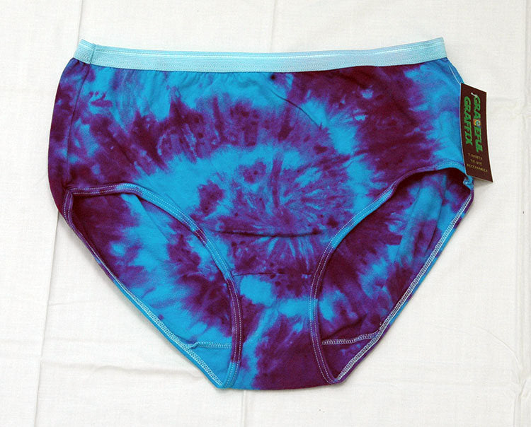 New Tie-Dye Ladies Underwear Cotton Panties - Purple Turquoise Spiral