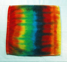 Load image into Gallery viewer, Set of 2 Large Tie-Dye Wash Cloths - Rainbow Stripe 100% Cotton -  Hand Dyed - Nice Hotel Quality
