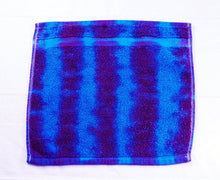 Load image into Gallery viewer, Set of 2 Large Tie-Dye Wash Cloths - Purple Blue Stripe 100% Cotton -  Hand Dyed - Nice Hotel Quality