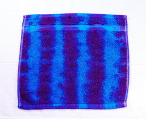 Set of 2 Large Tie-Dye Wash Cloths - Purple Blue Stripe 100% Cotton -  Hand Dyed - Nice Hotel Quality