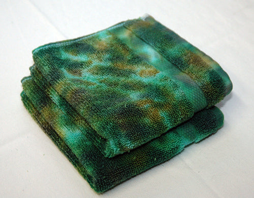 Set of 2 Large Tie-Dye Wash Cloths - Camo Camouflage Marble 100% Cotton - Hand Dyed - Hotel Quality