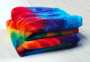 Set of 2 Tie-Dye Hand Towels - Rainbow Spiral 100% Cotton -  Hand Dyed - Nice Hotel Quality