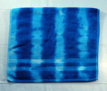 Load image into Gallery viewer, Set of 2 Tie-Dye Hand Towels - Blue Stripe 100% Cotton -  Hand Dyed - Nice Hotel Quality