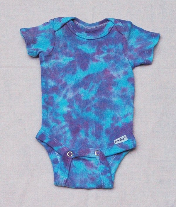 Baby Tie-Dye Short Sleeve One Piece Bodysuit - Purple Blue Marble