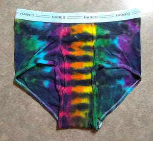 Men's Tie Dye Underwear Briefs - Black Rainbow Stripe - Your Tighties ain't Whities Any More!