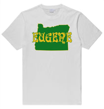 Load image into Gallery viewer, Adult Eugene Oregon Printed T-Shirt - Green and Yellow State and Name - 100% Cotton