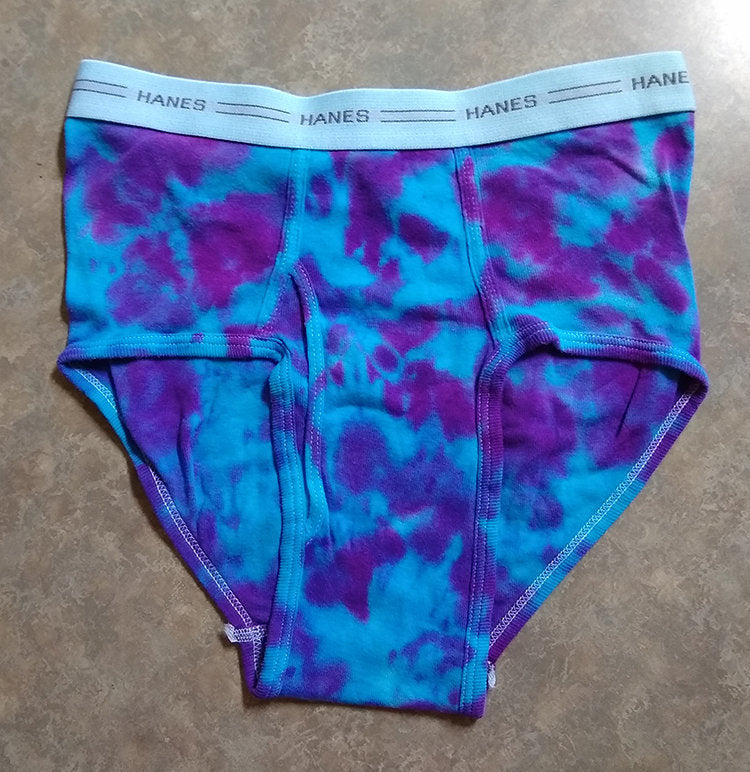Purple and Yellow Spiral Tie Dye Men's Underwear fruit of the Loom Boxer  Briefs Size XL one of a Kind 