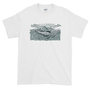 Grey Whale Ocean Sun Artwork Short-Sleeve T-Shirt
