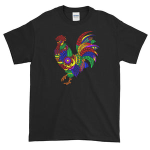 Trippy Crazy Colorful Rooster Chicken Short-Sleeve T-Shirt