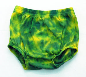 Baby Tie-Dye Infant Diaper Cover Pants - Hand Dyed Soft Cotton Bloomers - Green Yellow Oregon Ducks
