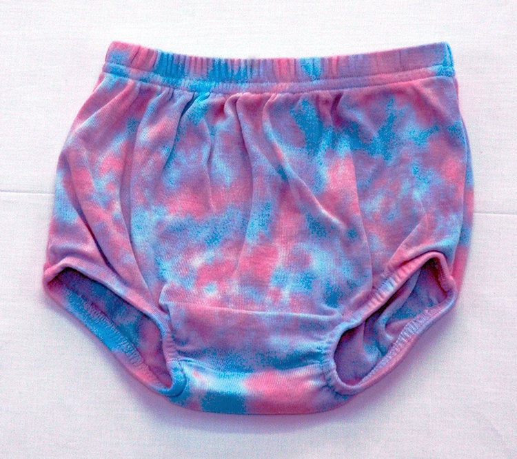 Baby Tie-Dye Infant Diaper Cover Pants - Hand Dyed Soft Cotton Bloomers - Pink Blue Lavender