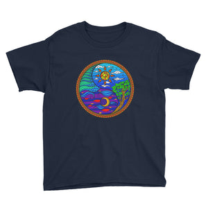 Youth Colorful Yin Yang Sun Moon Air Water Short Sleeve T-Shirt