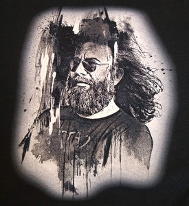 Grunge Likeness of Jerry Garcia of The Grateful Dead Graphic Printed Black T-Shirt