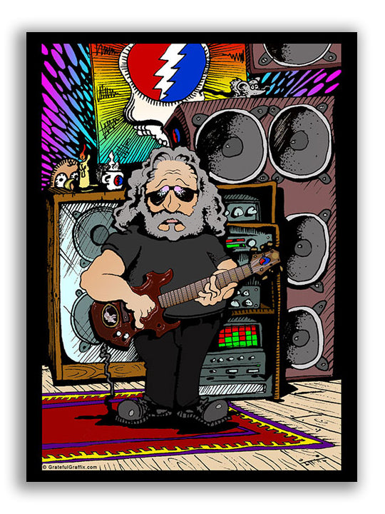 Jerry Garcia With Guitar Cartoon Vinyl Sticker Decal - Grateful Dead