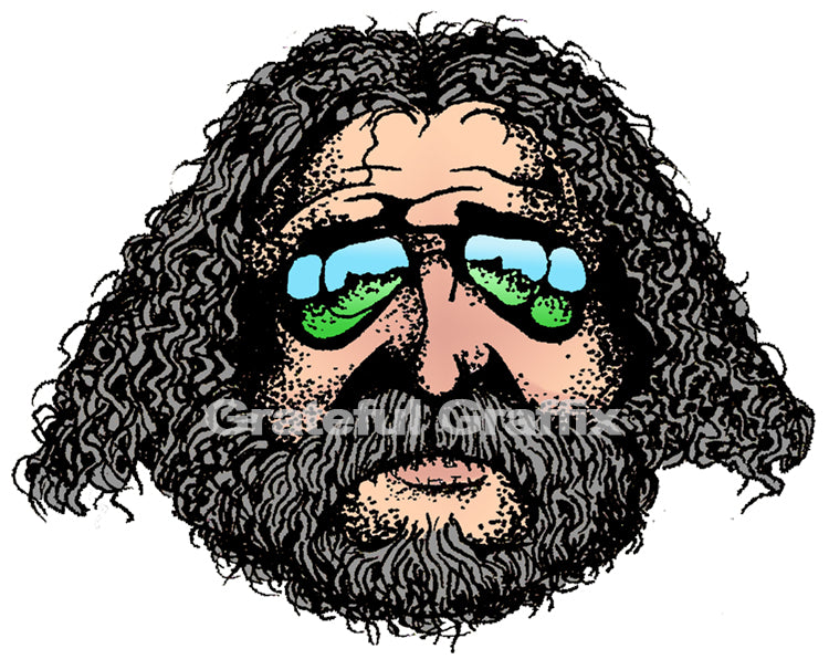 Adult Unisex Jerry Garcia Face Drawing Printed T-shirt 100% Cotton Grateful Dead
