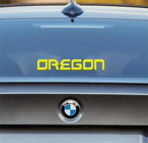 Oregon Decal - Oregon Name Sticker for Cars, Windows, Signs, Etc. in Yellow or Green. Free Shipping