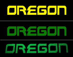Oregon Decal - Oregon Name Sticker for Cars, Windows, Signs, Etc. in Yellow or Green. Free Shipping