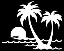 Load image into Gallery viewer, Tropical Island Palm Trees Vinyl Decal Sticker for Cars, Windows, Signs, Etc.
