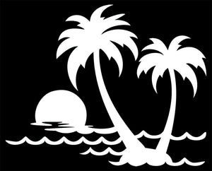 Tropical Island Palm Trees Vinyl Decal Sticker for Cars, Windows, Signs, Etc.