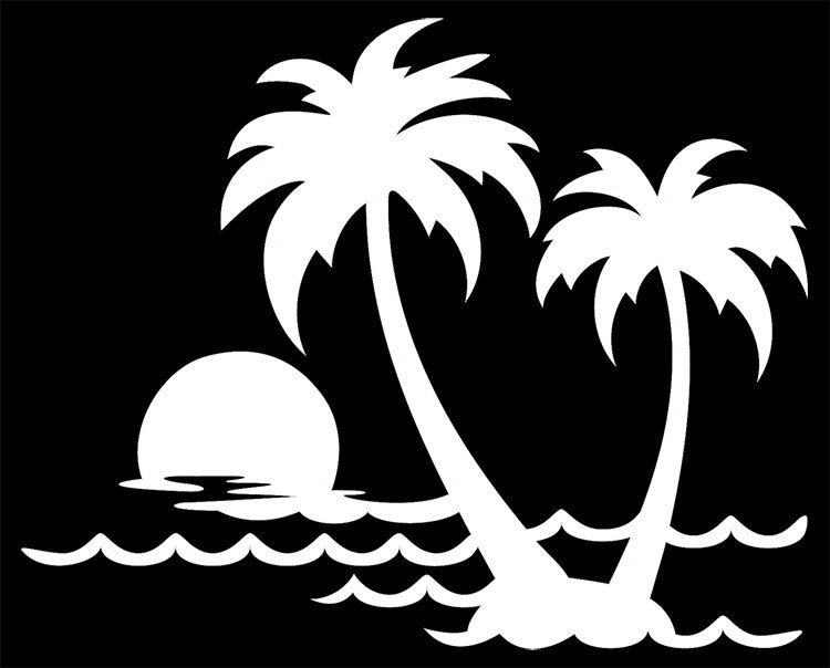 Three Palm Trees On Island Sticker