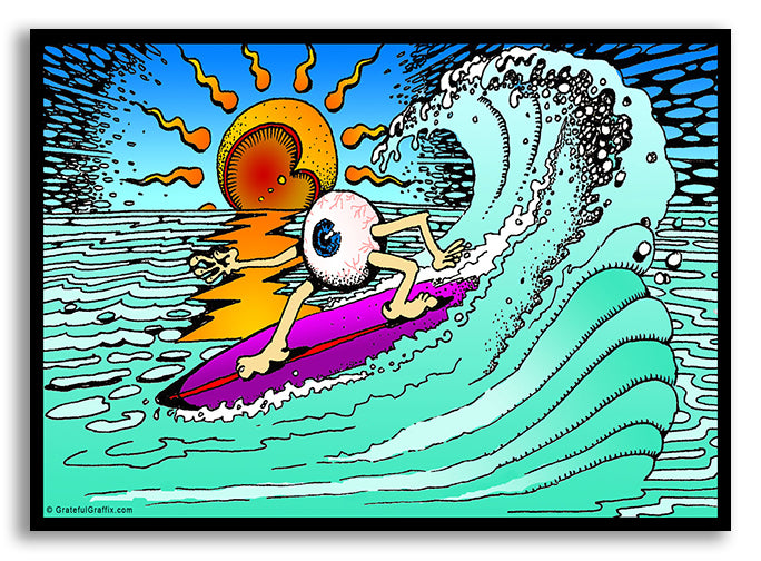 Psychedelic Surfing Eyeball Cartoon Vinyl Sticker Decal - Grateful Dead