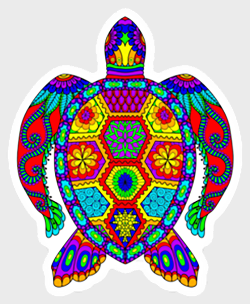 Trippy Crazy Colorful Sea Turtle Vinyl Sticker Decal - FREE Shipping